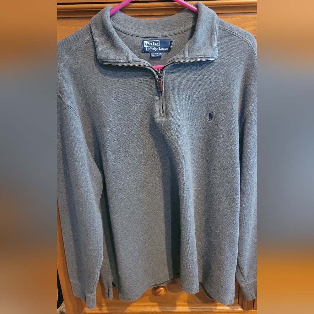 Polo Ralph Lauren Quarter Zip Pullover Sweater Grey Mens Size L